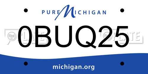 0BUQ25 Michigan License Plate