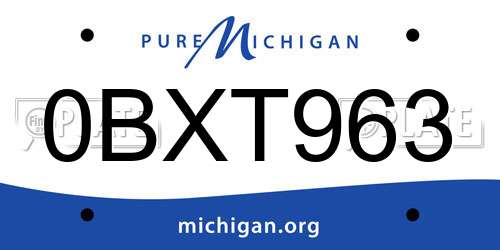 0BXT963 Michigan License Plate