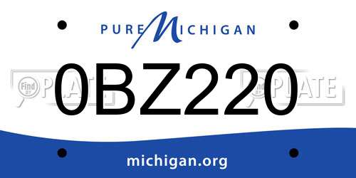 0BZ220 Michigan License Plate