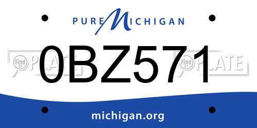 0BZ571 Michigan License Plate