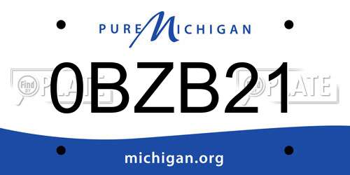 0BZB21 Michigan License Plate