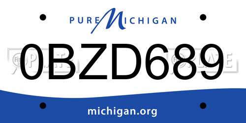 0BZD689 Michigan License Plate