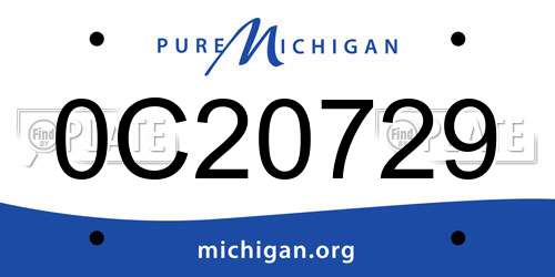 0C20729 Michigan License Plate