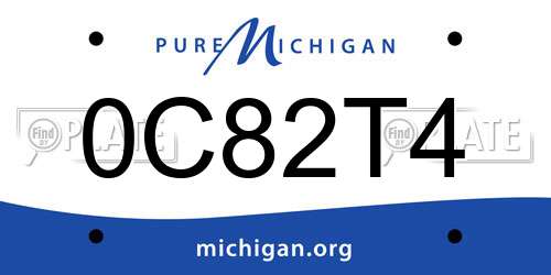 0C82T4 Michigan License Plate