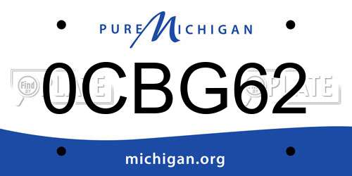 0CBG62 Michigan License Plate