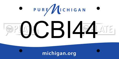 0CBI44 Michigan License Plate