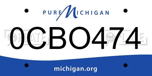 0CBO474 Michigan License Plate