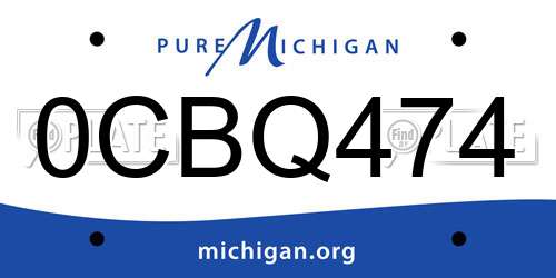 0CBQ474 Michigan License Plate