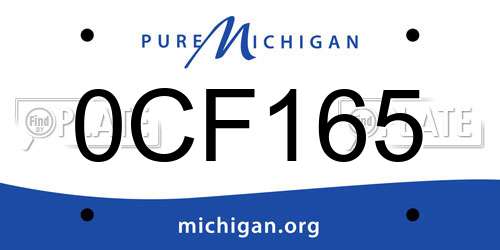 0CF165 Michigan License Plate