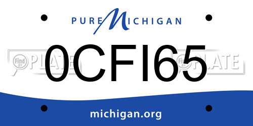 0CFI65 Michigan License Plate