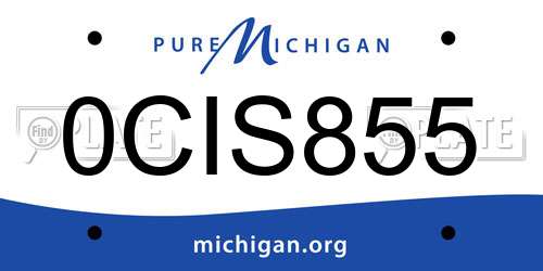 0CIS855 Michigan License Plate