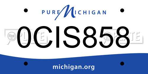 0CIS858 Michigan License Plate