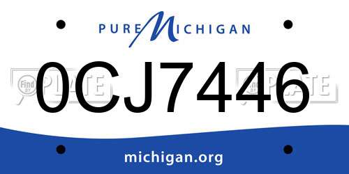 0CJ7446 Michigan License Plate