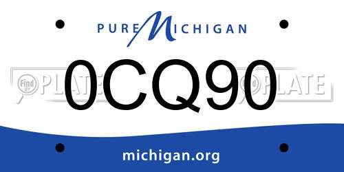 0CQ90 Michigan License Plate