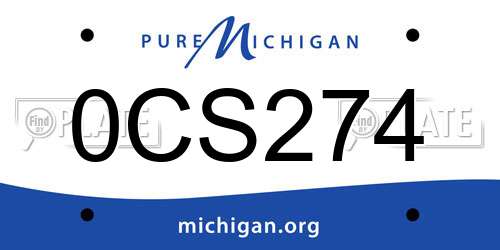0CS274 Michigan License Plate