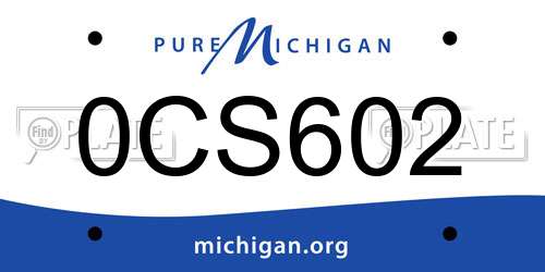 0CS602 Michigan License Plate