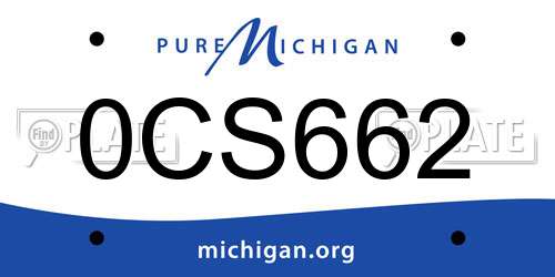 0CS662 Michigan License Plate