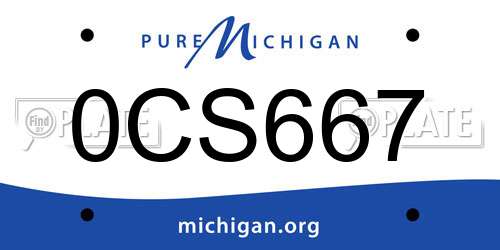 0CS667 Michigan License Plate