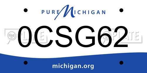 0CSG62 Michigan License Plate