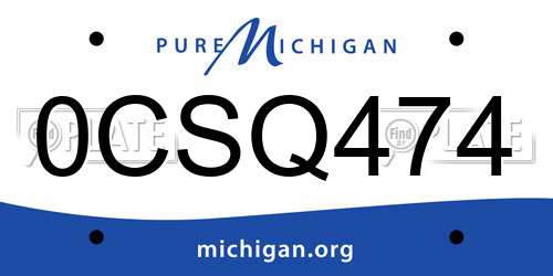 0CSQ474 Michigan License Plate