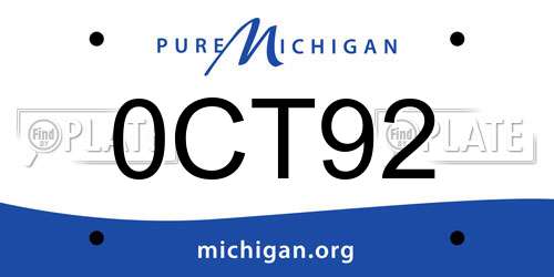 0CT92 Michigan License Plate