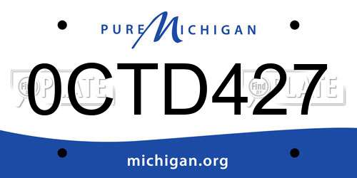0CTD427 Michigan License Plate