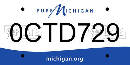 0CTD729 Michigan License Plate