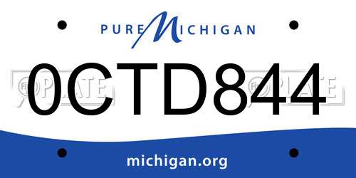 0CTD844 Michigan License Plate