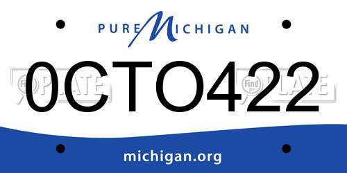 0CTO422 Michigan License Plate