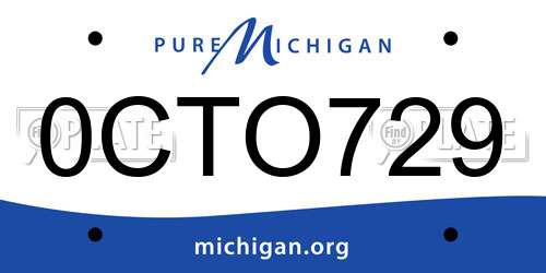 0CTO729 Michigan License Plate