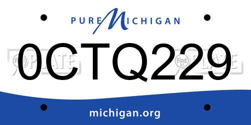 0CTQ229 Michigan License Plate