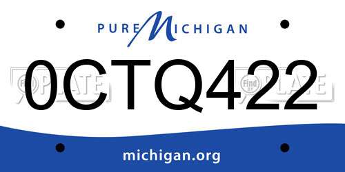 0CTQ422 Michigan License Plate