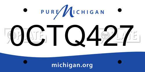 0CTQ427 Michigan License Plate