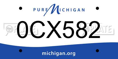 0CX582 Michigan License Plate