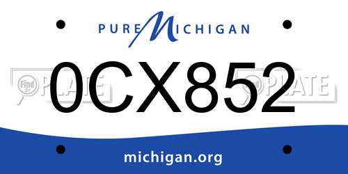 0CX852 Michigan License Plate