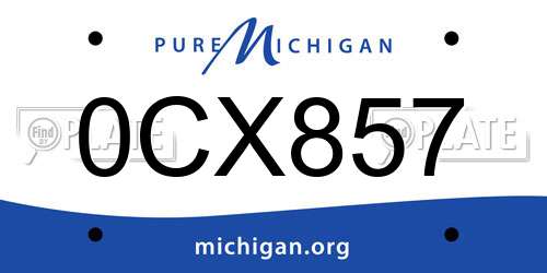 0CX857 Michigan License Plate