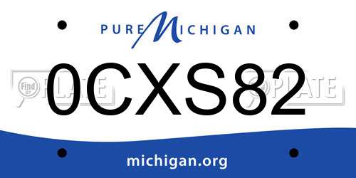 0CXS82 Michigan License Plate