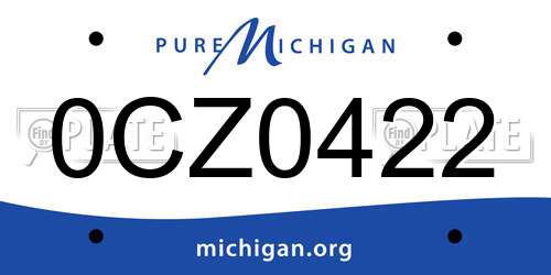 0CZ0422 Michigan License Plate