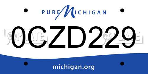 0CZD229 Michigan License Plate