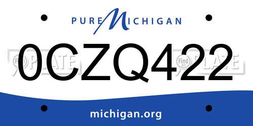 0CZQ422 Michigan License Plate