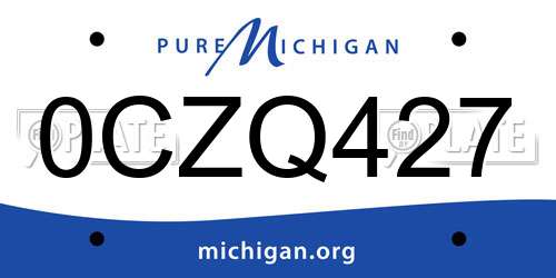 0CZQ427 Michigan License Plate