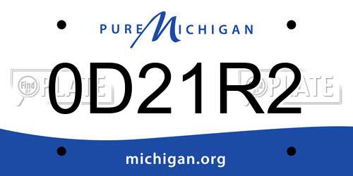 0D21R2 Michigan License Plate