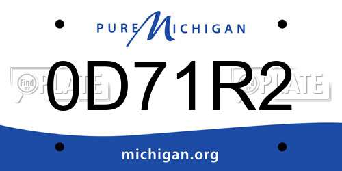 0D71R2 Michigan License Plate
