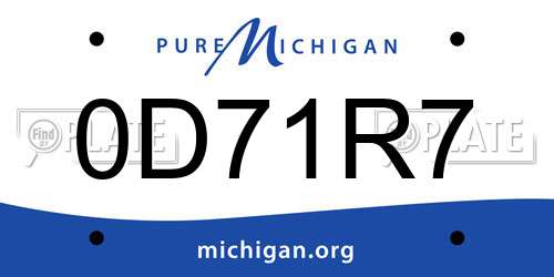 0D71R7 Michigan License Plate