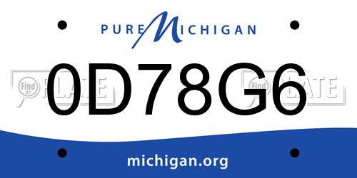 0D78G6 Michigan License Plate