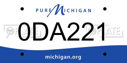 0DA221 Michigan License Plate