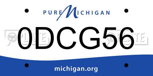 0DCG56 Michigan License Plate