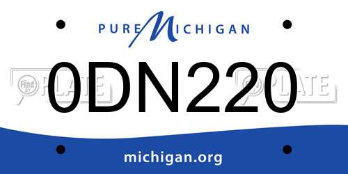 0DN220 Michigan License Plate