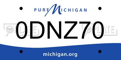 0DNZ70 Michigan License Plate