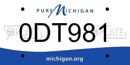 0DT981 Michigan License Plate